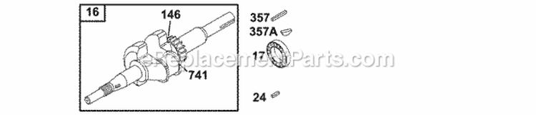 Crankshaft Diagram and Parts List for  Briggs and Stratton Engine